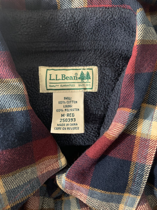 L.L. Bean Fleece Flannel Inside Plaid Shirt Size Medium