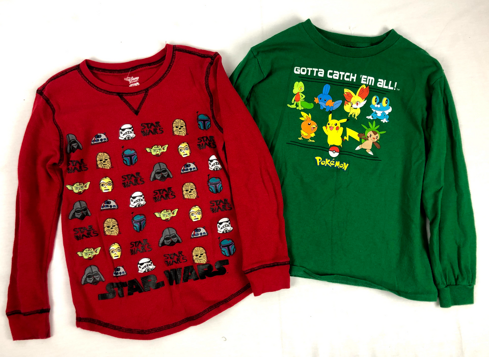2 Piece Disney Star Wars and Pokemon Shirt Bundle Size 7