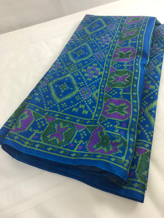 Printed Indian Sari Turquoise